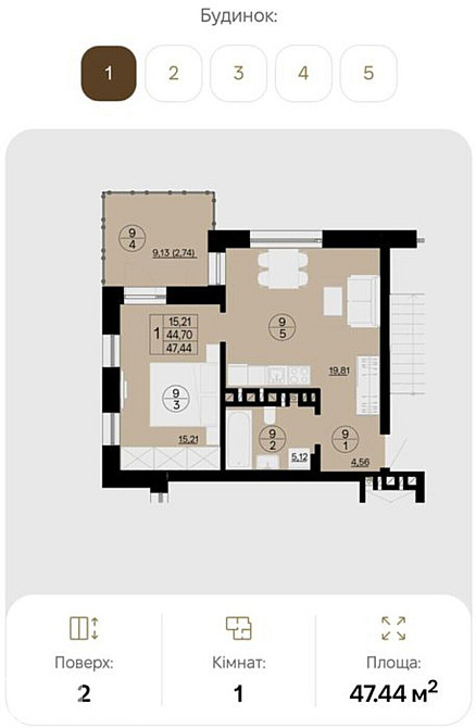 Продаж Квартира 1-кімнатна, 2/4 поверх на Кримська Ужгород - фото 8