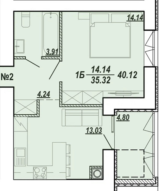 Продаж Квартира 1-кімнатна, 1/8 поверх Тернопіль - фото 1