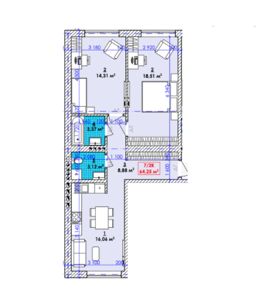 Продаж Квартира 2-кімнатна, 2/4 поверх на вул. Довбуша Івано-Франківськ