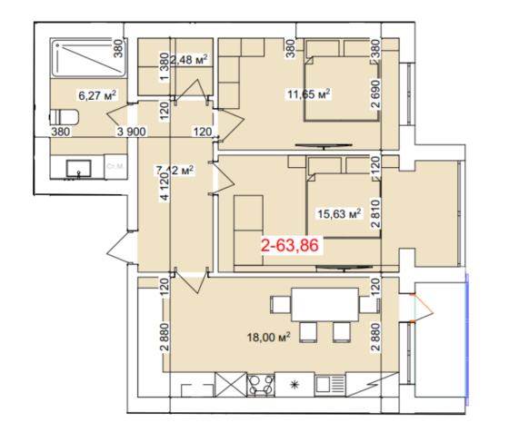 Продаж Квартира 2-кімнатна, 3/6 поверх на Лисенка, 5 Kolomyya
