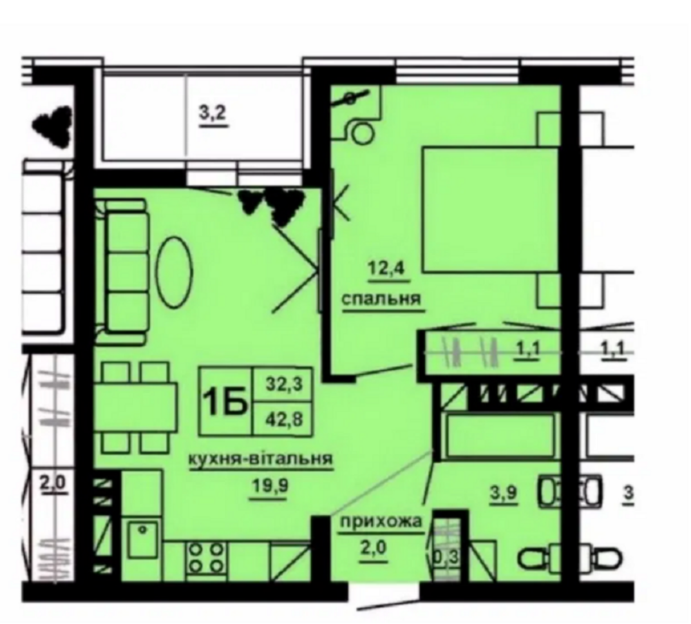 Продаж 1 кімнатної квартири, 43 м.кв., р-н Східний Тернопіль - фото 7