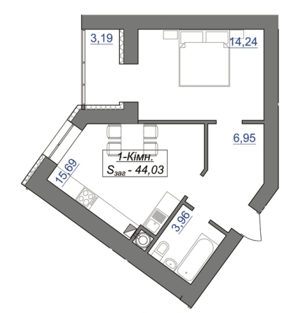 Продаж Квартира 1-кімнатна на пров.Ключний Івано-Франківськ