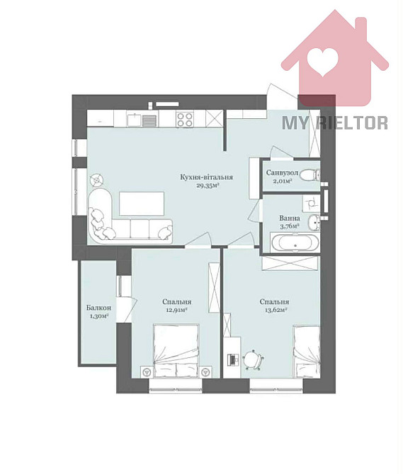 Продаж Квартира 2-кімнатна, 8/9 поверх на Легоцького, 50 Ужгород - изображение 3
