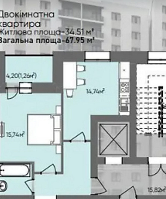 Продаж 2к квартири 67.95 кв. м на вул. Сахарова Андрія Академіка Ternopil' - photo 9