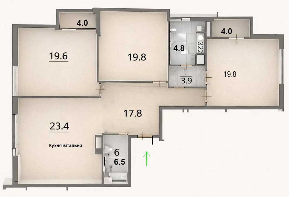 Продаж Квартира 4-кімнатна, 5/21 поверх на Джона Маккейна вул., д. 3А Київ - фото 2