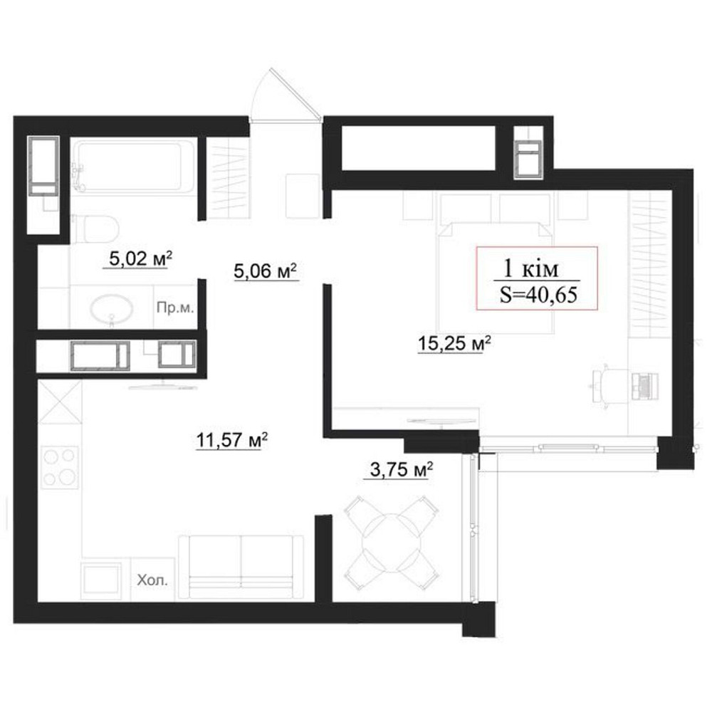 Продаж Квартира 1-кімнатна, 2/9 поверх на вул. Панаса Мирного Івано-Франківськ - фото 2