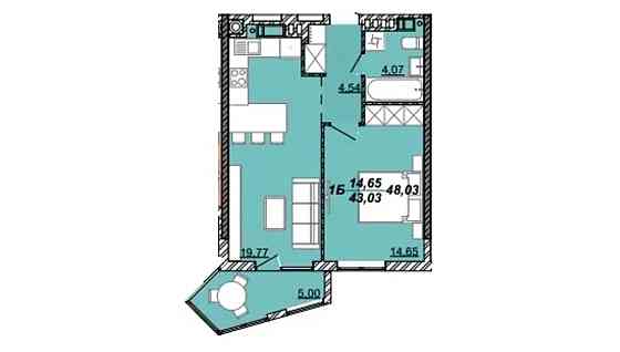 Продаж Квартира 1-кімнатна, 2/8 поверх на вул. Дубенська Kremenets'