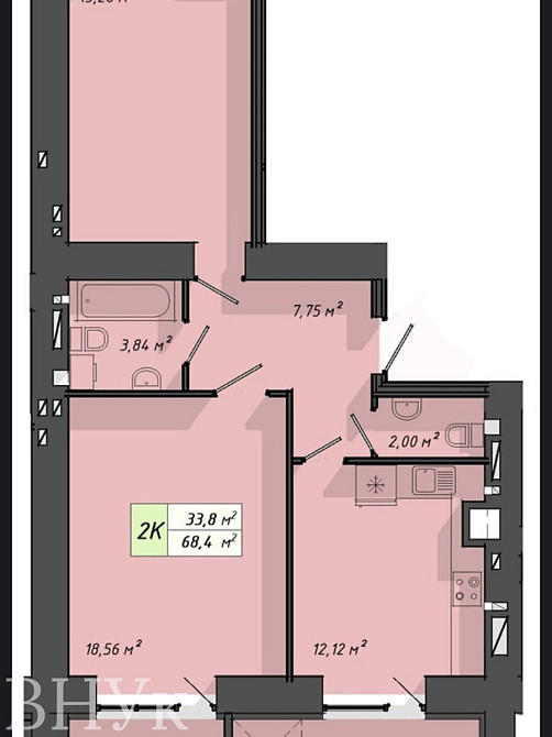 Продаж Квартира 2-кімнатна, 8/10 поверх на вул. Львівська Тернопіль - фото 2