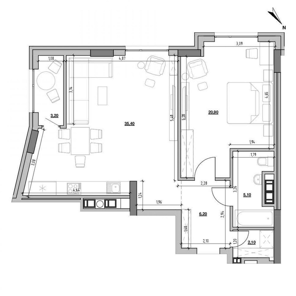 Продаж Квартира 1-кімнатна, 2/5 поверх на вул. Ярославенка Львів - фото 2