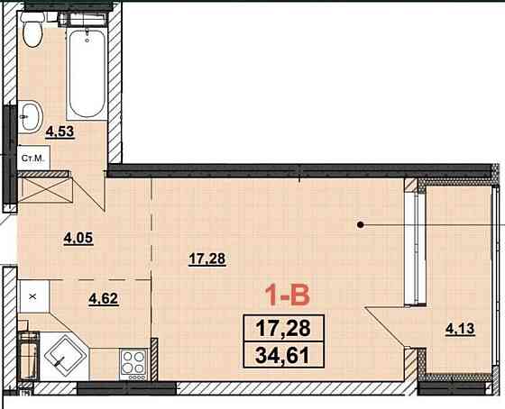 Продаж Квартира 1-кімнатна, 21/25 поверх на Причальная, 11 Київ