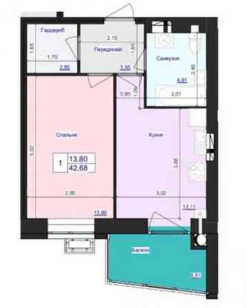 Продаж Квартира 1-кімнатна, 3/10 поверх на вул. Святослава Ріхтера Zhytomyr