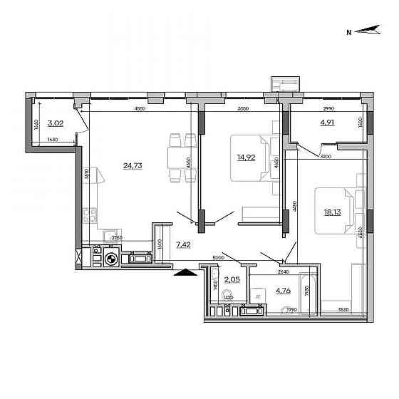 Продаж Квартира 2-кімнатна, 6/7 поверх на вул. Промислова L'viv