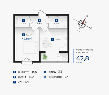 Продаж Квартира 1-кімнатна, 10/10 поверх на Довженка Мазепи Івано-Франківськ - фото 7