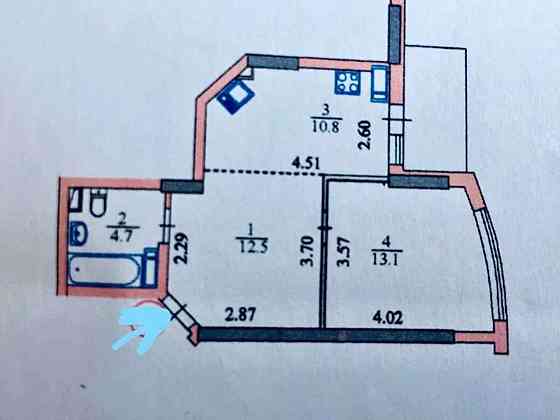 Оренда Квартира 1-кімнатна, 24/25 поверх на ул. Ревуцкого, 7в Київ