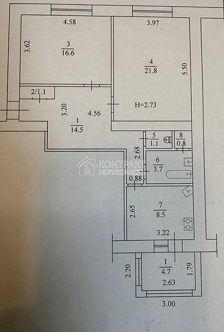 Продаж Квартира 2-кімнатна, 1/9 поверх на вул. Космічна Харків - фото 8