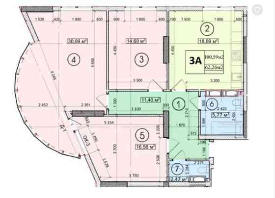 Продаж Квартира 3-кімнатна, 6/25 поверх на улица Глубочицкая, д.73 Киев