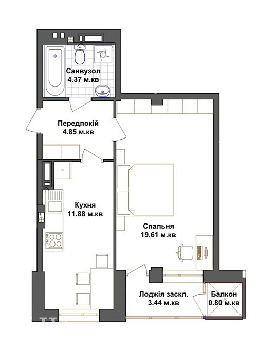 Продаж Квартира 1-кімнатна, 8/13 поверх на вул. Тарнавського Генерала Тернопіль - фото 9