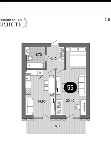 For sale 1-room Apartment 55.7 sq.m ЖК Сімейна фортеця. Гордість  - photo 5