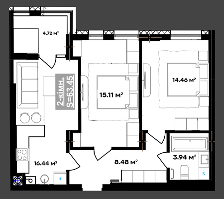 Продаж Квартира 2-кімнатна на вул Національної Гвардії Івано-Франківськ - фото 6