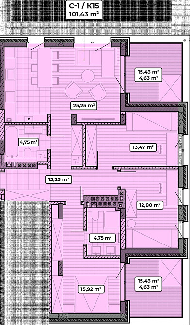 Продаж Квартира 3-кімнатна, 4/4 поверх на вул. Івана Франкка Винники - изображение 2
