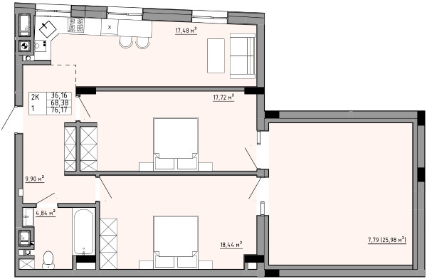 Продаж 2к Квартира 76 кв.м Орлика Львів - фото 9