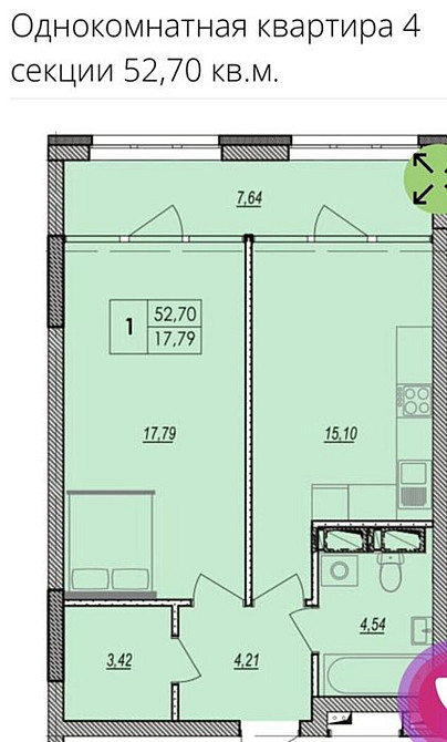 Продаж Квартира 1-кімнатна, 24/28 поверх на Бажана, 17 Киев - изображение 1