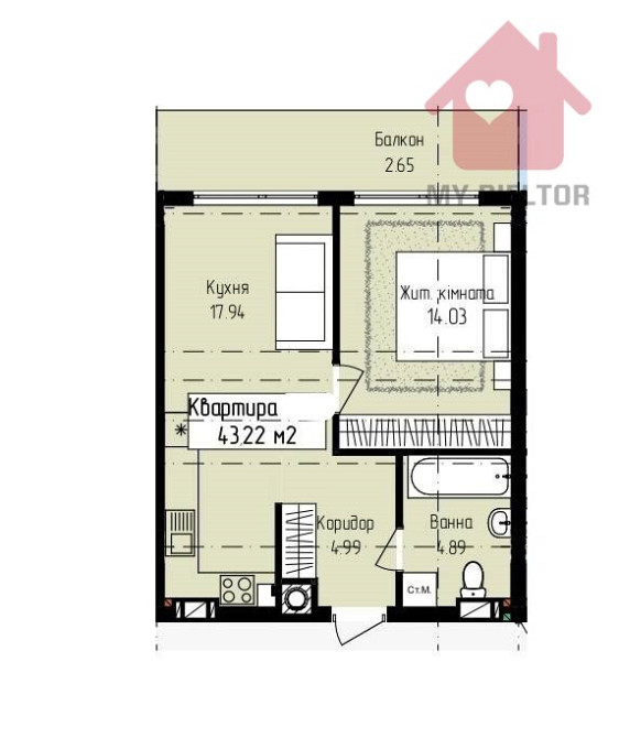Продаж Квартира 1-кімнатна, 6/7 поверх на Проектна Минай - фото 7
