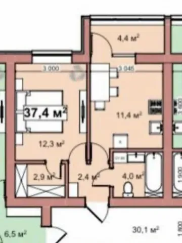 Продажа 1к Квартира 37.4 кв.м мас. Веснянковий 0 Ровно - изображение 8