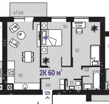 Продаж Квартира 2-кімнатна, 2/9 поверх на Шевченка Івано-Франківськ
