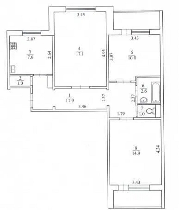 Оренда Квартира 3-кімнатна, 3/16 поверх на Петра Григоренка, 21 Київ - фото 6