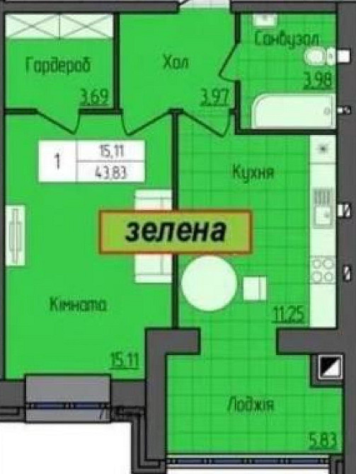 Продаж Квартира 1-кімнатна, 10/14 поверх на вул. Домбровського Zhytomyr - photo 1