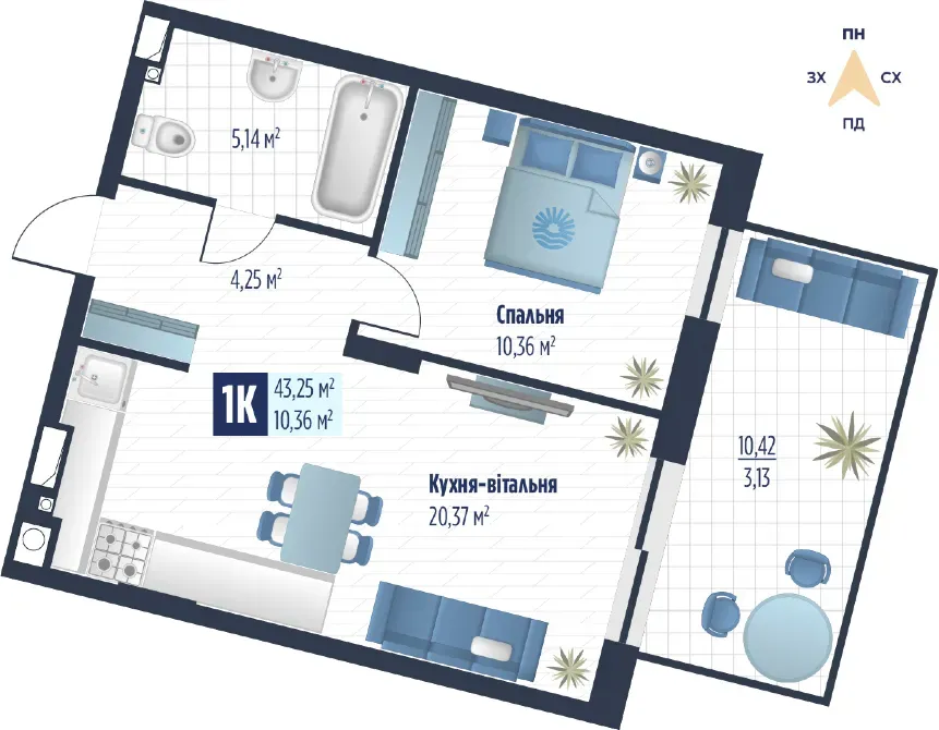 For sale 1-room Apartment 43.25 sq.m Сокільники L'viv - photo 3