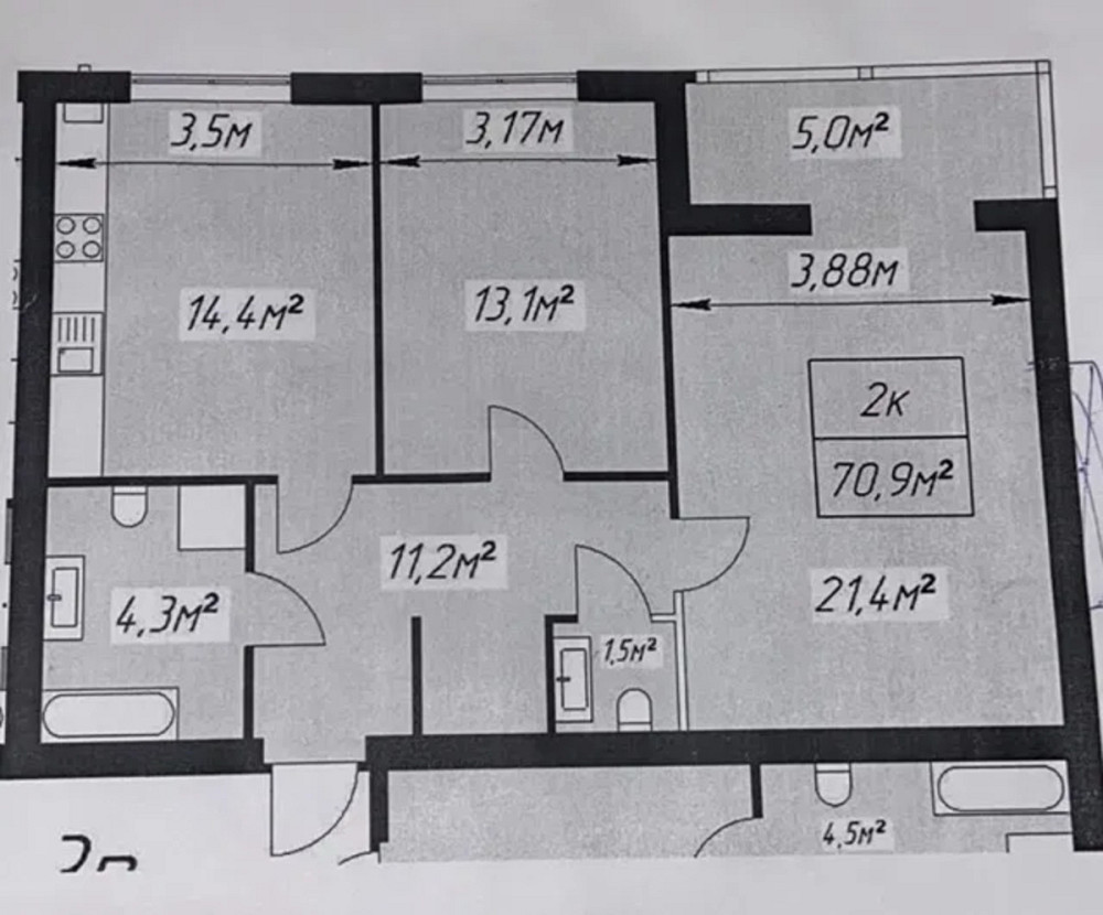 Продаж Квартира 2-кімнатна, 2/4 поверх на вул. Національної Гвардії Ивано-Франковск - изображение 3
