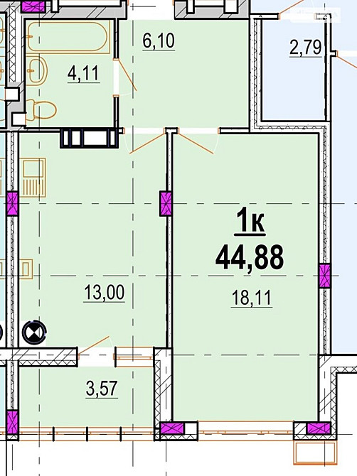 Продаж Квартира 1-кімнатна, 6/8 поверх на Богуна Вінниця - фото 1