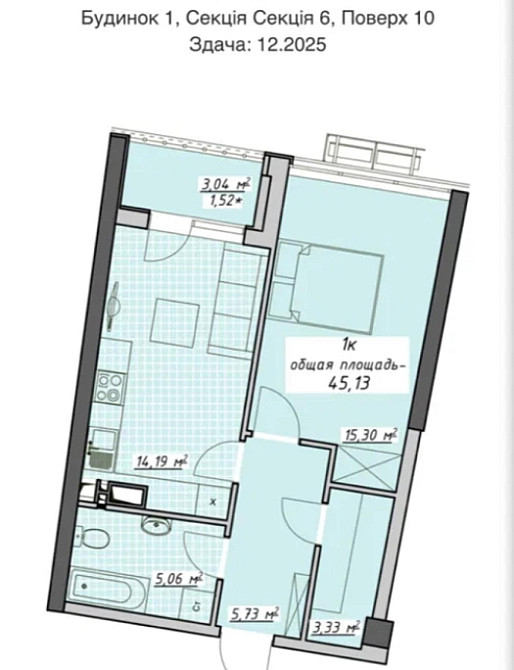 Продаж Квартира 1-кімнатна, 10/19 поверх на Курортный ул. Одеса - фото 2