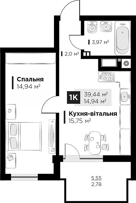 Продаж Квартира 1-кімнатна, 3/6 поверх на вул. Червоної калини Sokilnyky - photo 11