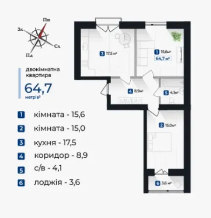 For sale 1-room Apartment 40 sq.m княгинин Ivano-Frankivs'k