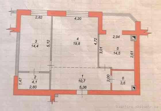 Продаж Квартира 2-кімнатна, 9/9 поверх на Євгена Рихліка Житомир
