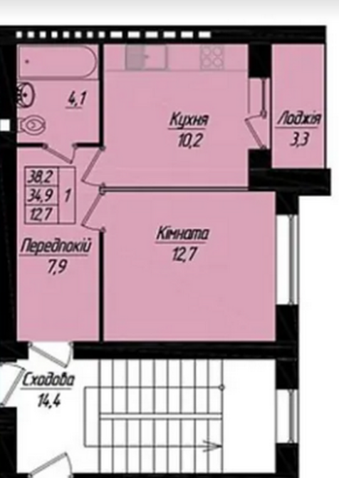 Продаж 1к квартири 38 кв. м на вул. Тернопільська Тернопіль - фото 1