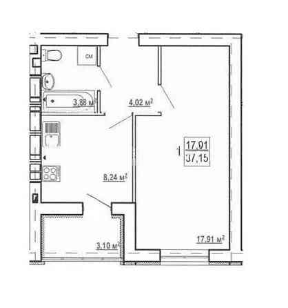Продаж Квартира 1-кімнатна, 4/9 поверх на вул. Борткевича Kharkiv