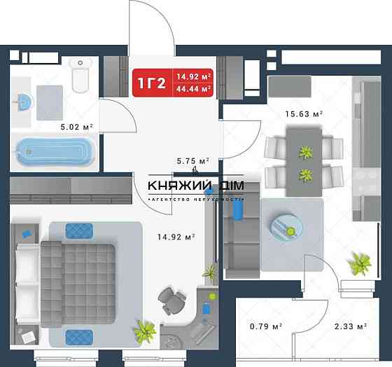 Продаж Квартира 1-кімнатна, 9/22 поверх на вул. Канальная/Гліба Бабича Київ