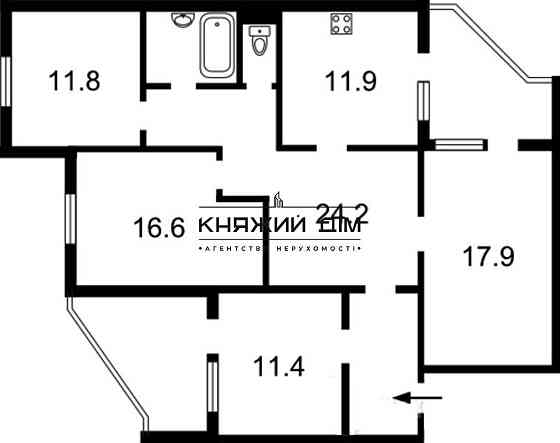 Отличная 4-х комнатная раздельная квартира на Позняках. № 21130046 Киев