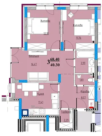 Продаж 3к Квартира 68.4 кв.м ЖК Compass Чернівці - фото 2