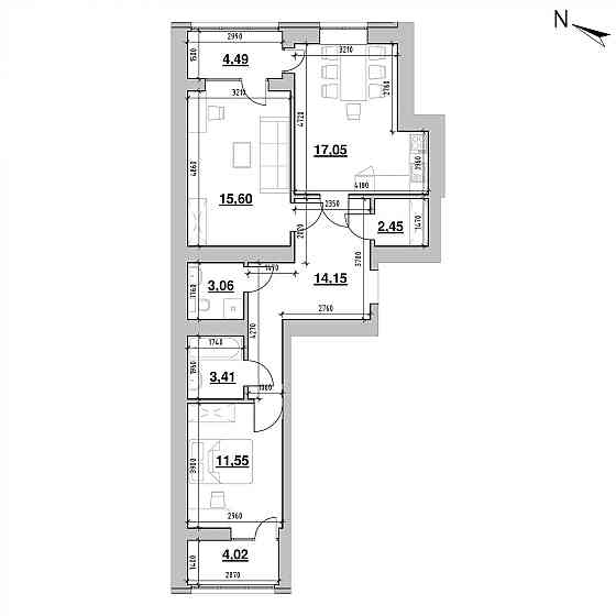 Продаж Квартира 2-кімнатна, 1/12 поверх на вул. Залізнична Львів