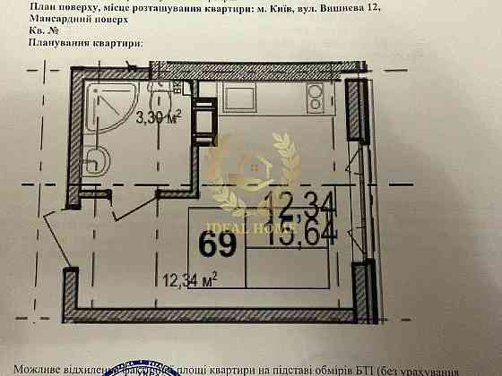 Продаж Квартира 1-кімнатна, 6/6 поверх на Вишневая ул., 12 Киев
