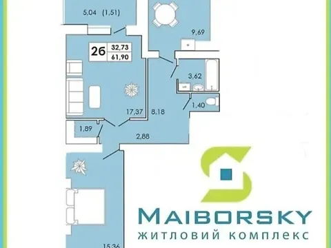 Продаж 2к Квартира 65 кв.м ЖК Maiborsky Хмельницький - фото 12