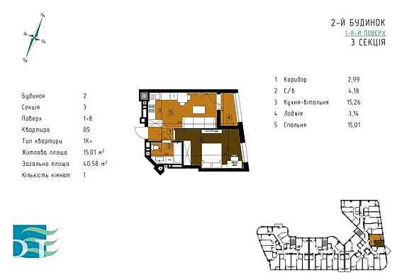 Продаж Квартира 1-кімнатна, 3/9 поверх на Гленца Uzhhorod