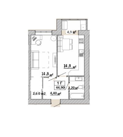 Продаж Квартира 1-кімнатна, 12/14 поверх Івано-Франківськ