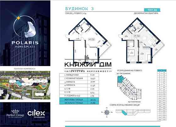 БЕЗ КОМИССИИ!! Продажа 2-х к.кв. в ЖК POLARIS HomePlaza. № 21131849 Киев