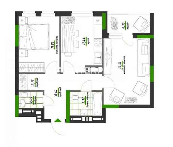 Продаж Квартира 2-кімнатна, 9/17 поверх на вул. Берестейський Kiev